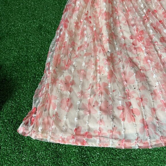 Wonder Nation Girls Apricot Metallic Mesh Puff Sleeve Zip Dress Size 12 Plus - Picture 4 of 14